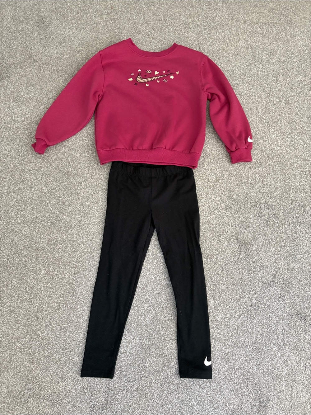 Nike Girls Pink Sweatshirt with Black Leggings